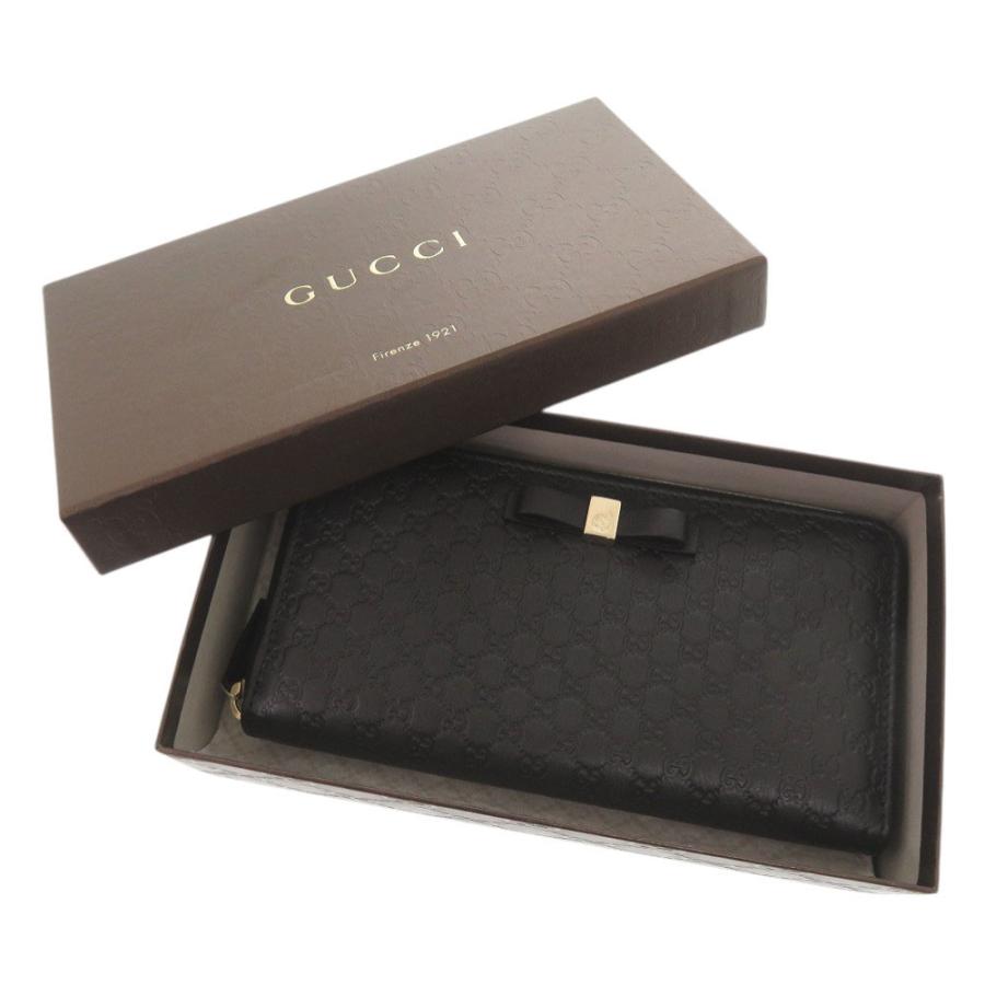 新品同様 グッチ マイクログッチシマ リボン 388680 ブラック ラウンドファスナー 長財布 黒 0731【中古】GUCCI GUCCI（グッチ） 新品同様 マイクログッチシマ リボン 388680 ブラック