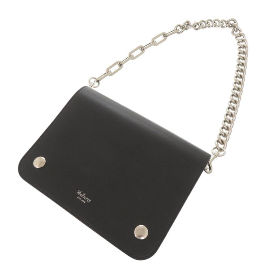 極美品● マルベリー ショルダーバッグ ポシェット クリフトン ブラック レザー Mulberry（マルベリー） 美品 クリフトン レザー ブラック チェーン