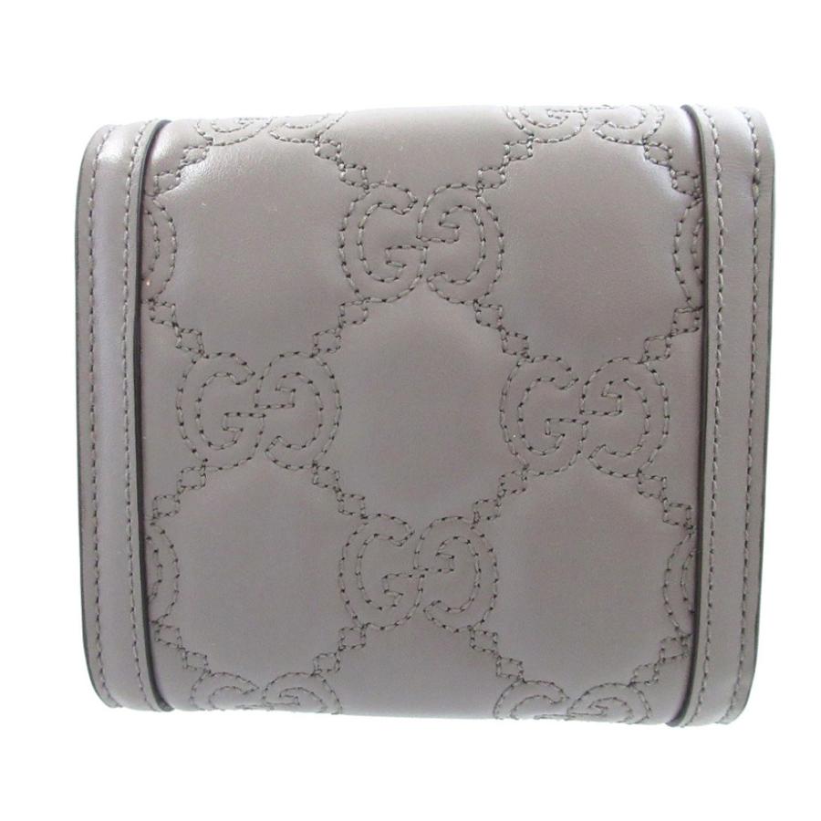 GUCCI GG マトラッセ二つ折り財布 グレー GUCCI（グッチ） 新品同様 723799 GGマトラッセ レザー グレー 2つ折り