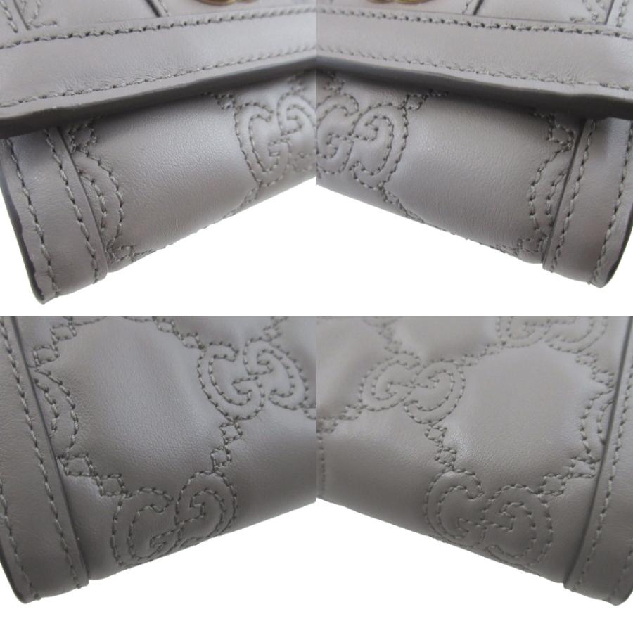 GUCCI（グッチ） 新品同様 723799 GGマトラッセ レザー グレー 2つ折り