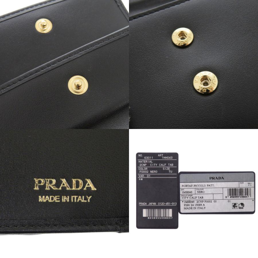 未使用 プラダ サフィアーノトライアングル 1MH043 レザー ブラック 三つ折り財布 黒 1105【中古】PRADA PRADA - 未使用 プラダ サフィアーノトライアングル 1MH043 レザー