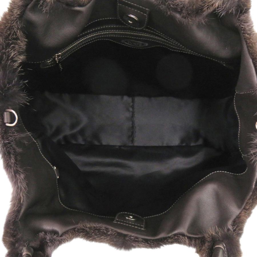 美品 トッズ フォックスファー ブラウン 2way ハンドバッグ ショルダー 