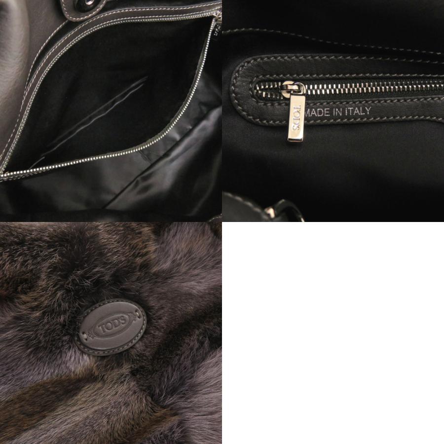 美品 トッズ フォックスファー ブラウン 2way ハンドバッグ ショルダー 