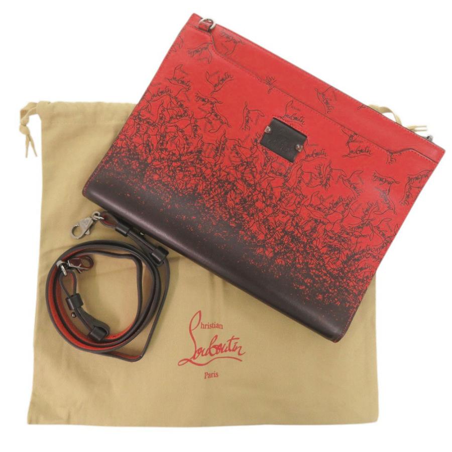 美品 クリスチャンルブタン スカイポーチ 2WAY レザー レッド クラッチバッグ ショルダーバッグ 赤 1412【中古】Christian Louboutin メンズ Christian Louboutin（クリスチャンルブタン） 美品 スカイポーチ 2WAY