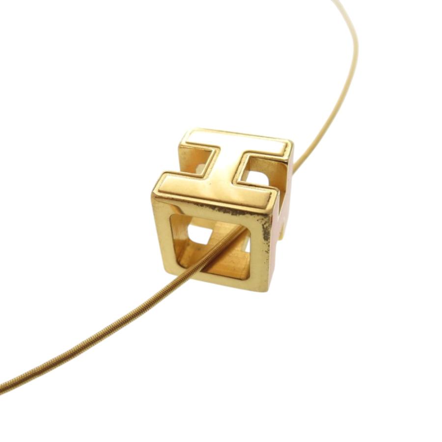 HERMES Hキューブ ネックレス オレンジ ゴールド HERMES（エルメス） 美品 カージュドアッシュ Hキューブ メタル