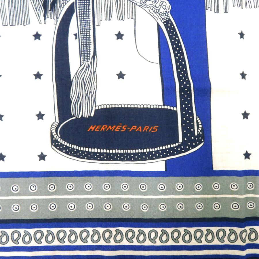 【クリーニング済】HERMES エルメス カシシル140『高官の鞍』ブルー HERMES（エルメス） 新品同様 カレ140 カレジェア SELLE DE DIGNITEIRE