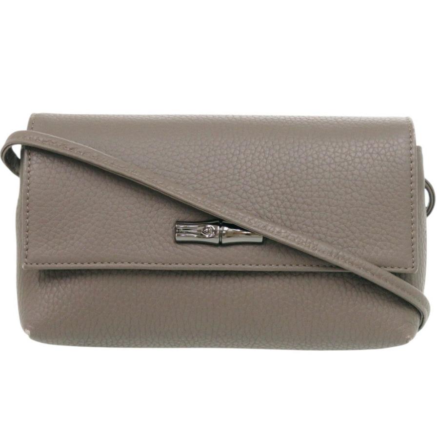 LONGCHAMP（ロンシャン） 美品 ロゾ レザー グレー ショルダーバッグ