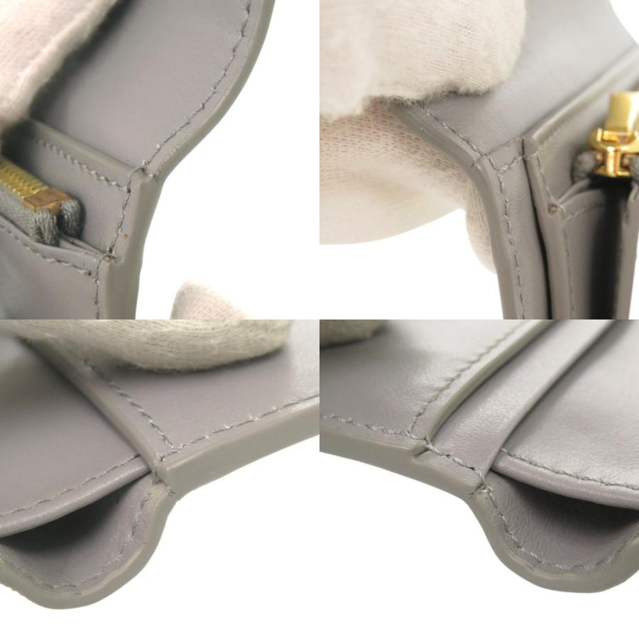 CELINE（セリーヌ） 美品 C金具 コンパクトウォレット レザー グレー