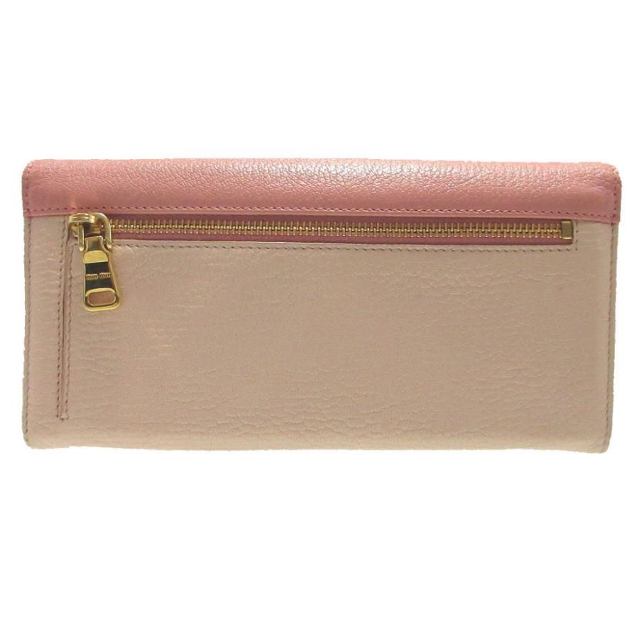 miu miu（ミュウミュウ） 美品 5M1109 レザー ピンク 2つ折り長財布 