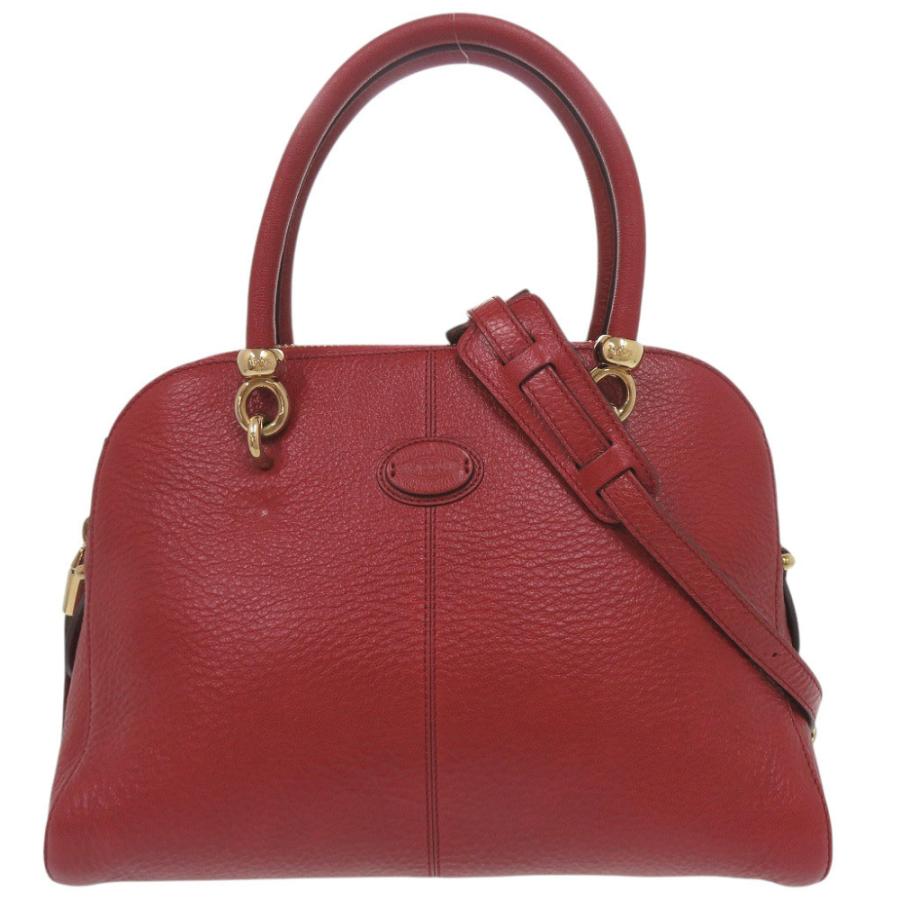 美品 トッズ SELLA セラ レザー レッド 2WAY ハンドバッグ ショルダー 
