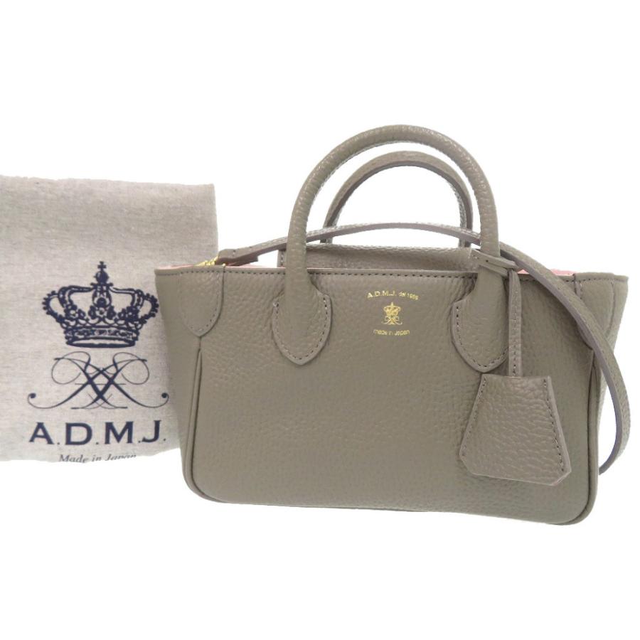 A.D.M.J（エーディーエムジェイ） 新品同様 2WAY トート レザー グレー