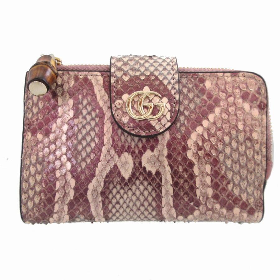 GUCCI（グッチ） 新品同様 ダブルG 739498 パイソン レザー バンブー
