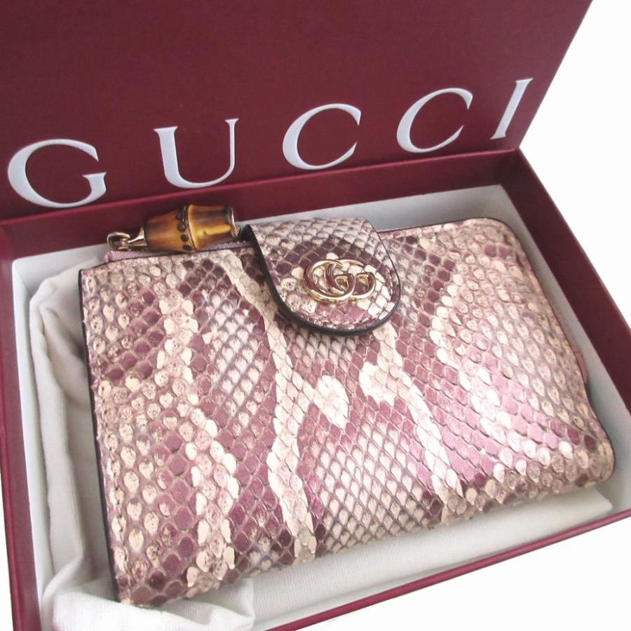 GUCCI（グッチ） 新品同様 ダブルG 739498 パイソン レザー バンブー