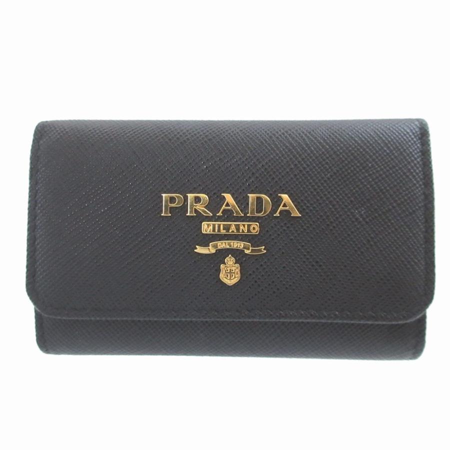 PRADA（プラダ） 新品同様 1PG004 サフィアーノレザー ブラック 黒 4連
