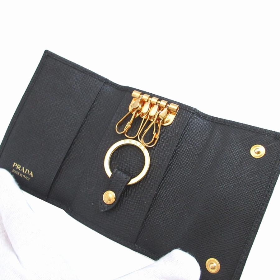 プラダ 1PG004 レザー サフィアーノ キーケース ブラック メンズ PRADA（プラダ） 新品同様 1PG004 サフィアーノレザー ブラック 黒 4連