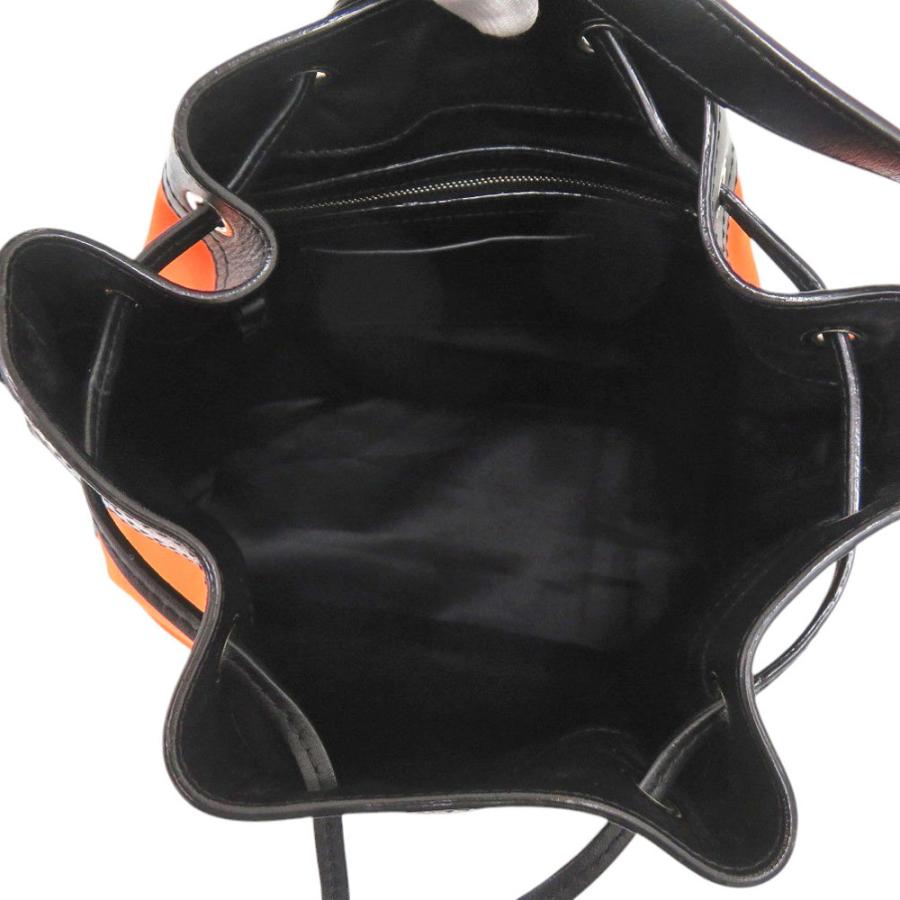 美品 モスキーノ ナイロン レザー オレンジ ブラック 2way 