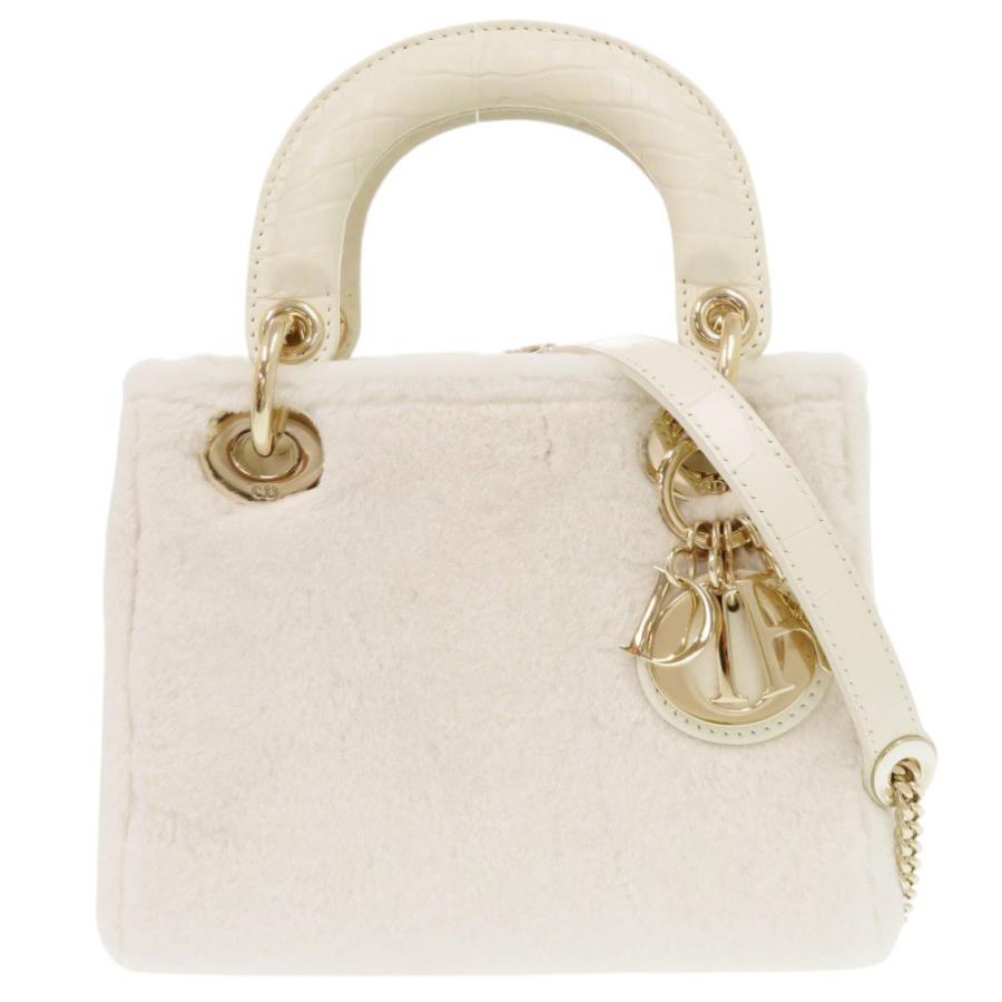 【希少】Christian Dior レディ ディオール ハンドバッグ 白 新品同様 クリスチャンディオール レディディオール ミニ 02-MA-1201