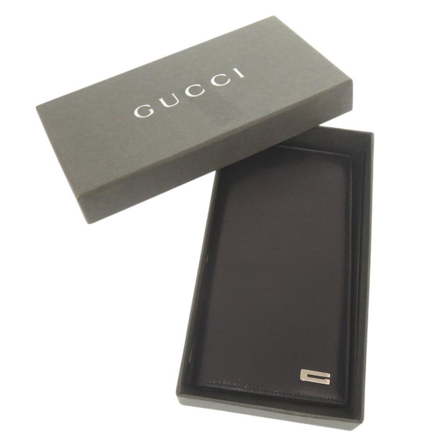 GUCCI（グッチ） 美品 ロゴ金具 レザー ブラック 札入れ 長財布 黒