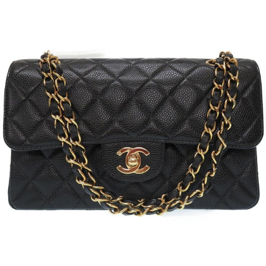 美品 シャネル マトラッセ23 キャビアスキン Wフラップ チェーン ショルダー バッグ ブラック 黒 0075 CHANEL ダブルフラップ 8H0075EOE6LIFE TIME