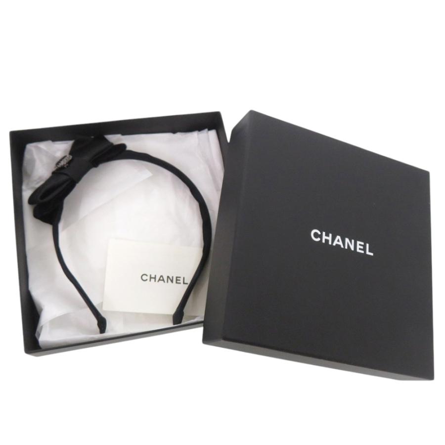 ⭐︎美品⭐︎ シャネル カチューシャ ココマーク リボン サテン ベロア CHANEL（シャネル） 美品 ココマーク リボン サテン ベロア ブラック