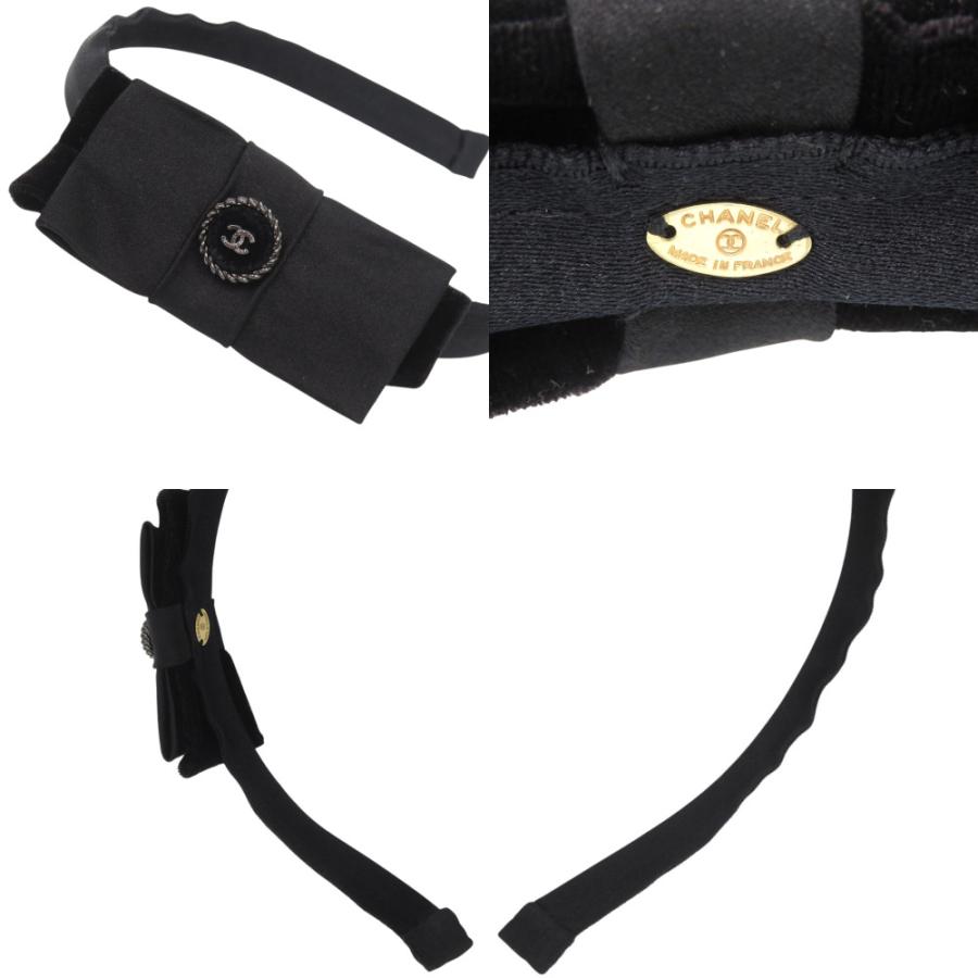 CHANEL（シャネル） 美品 ココマーク リボン サテン ベロア ブラック