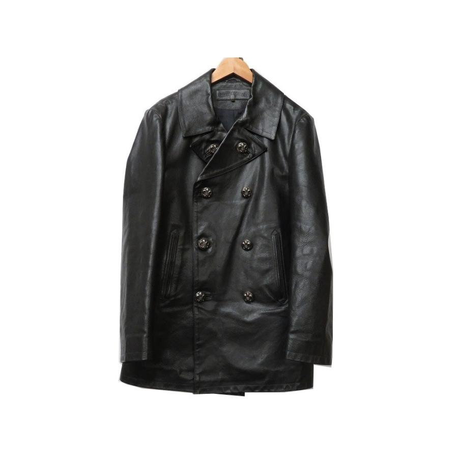 サイズm Time クロムハーツ Pコート 0048 メンズ 黒 レザー 美品 メンズ Hearts 黒 Bsフレアボタン ヤフーshop Chrome レザー 8k0048iba6 Life ブラック