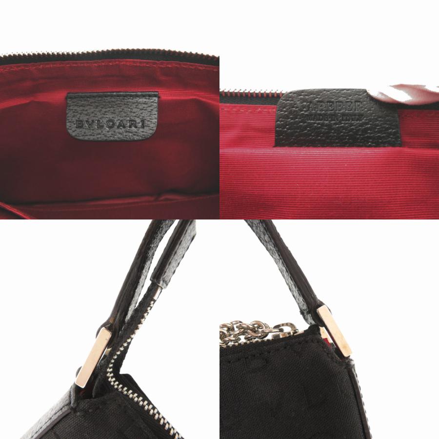 BVLGARI（ブルガリ） 美品 ロゴマニア キャンバス レザー ブラック