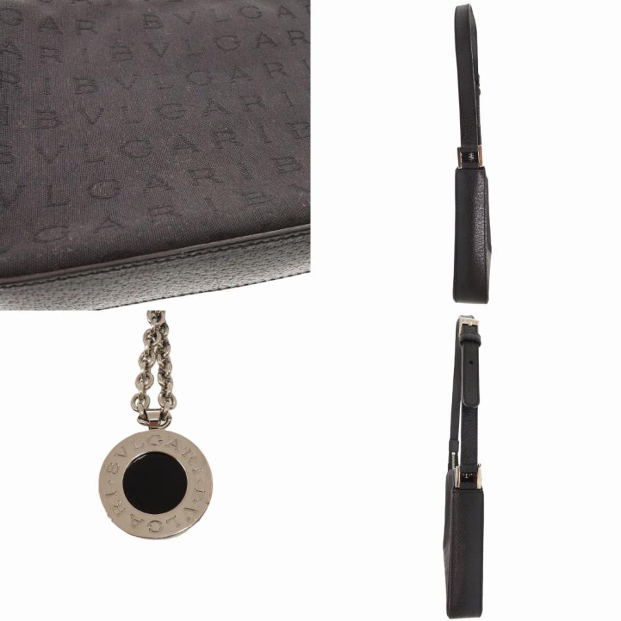 BVLGARI（ブルガリ） 美品 ロゴマニア キャンバス レザー ブラック
