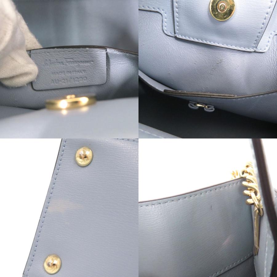 美品 サルヴァトーレフェラガモ ヴァラリボン レザー ブルー 2WAY