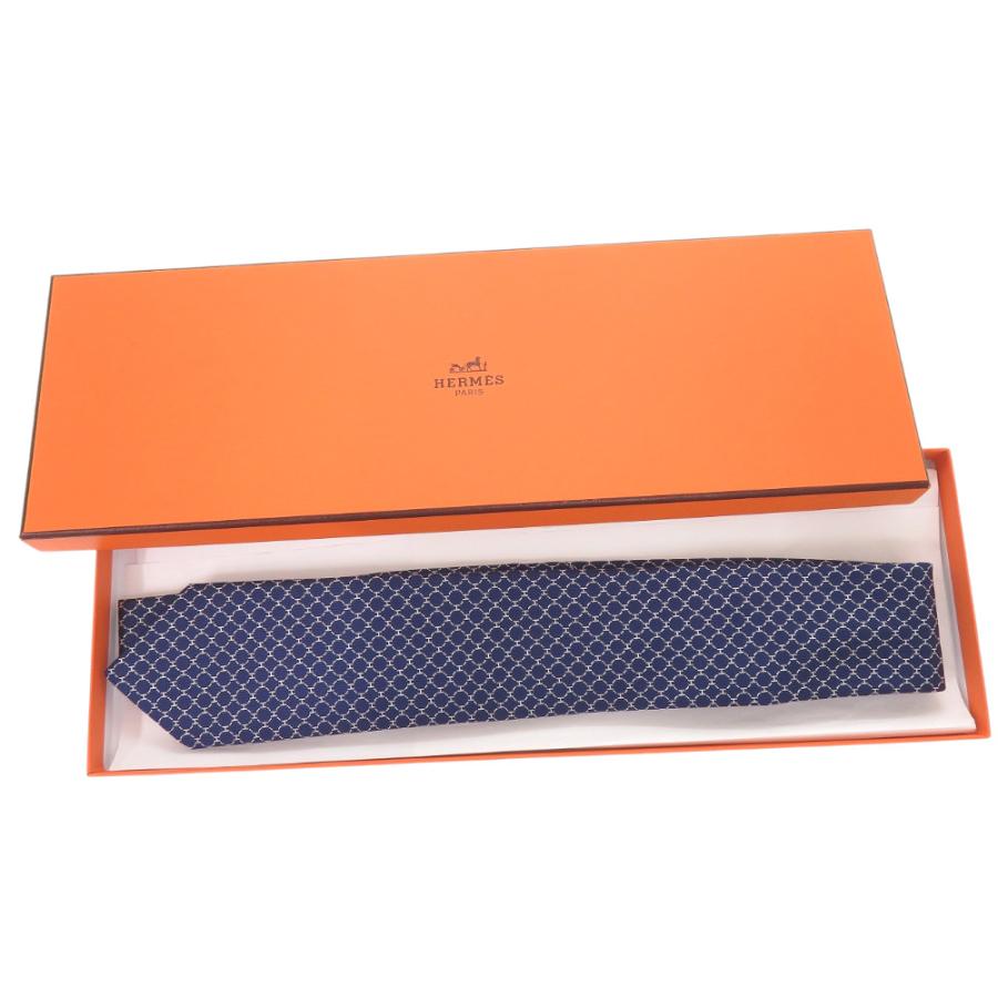 未使用品 エルメス Hロゴ Hシュヴァル パンク 339319T シルク マリン ネイビー ネクタイ 紺 0430【中古】HERMES メンズ HERMES（エルメス） 未使用品 Hロゴ Hシュヴァル パンク 339319T