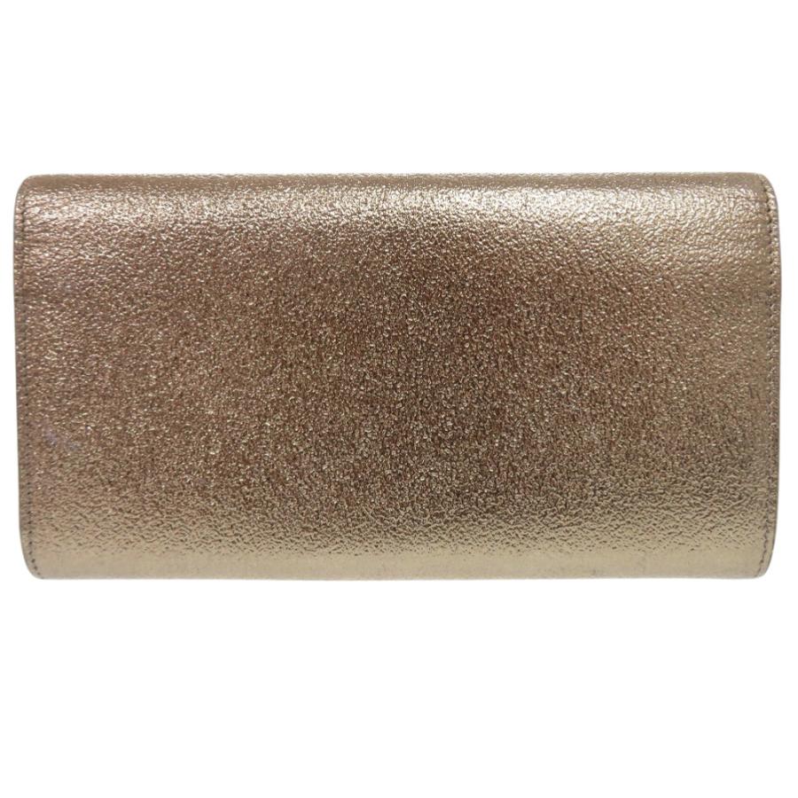 美品 サンローランパリ ロゴ メタリック GBL372266 0716 長財布 レザー