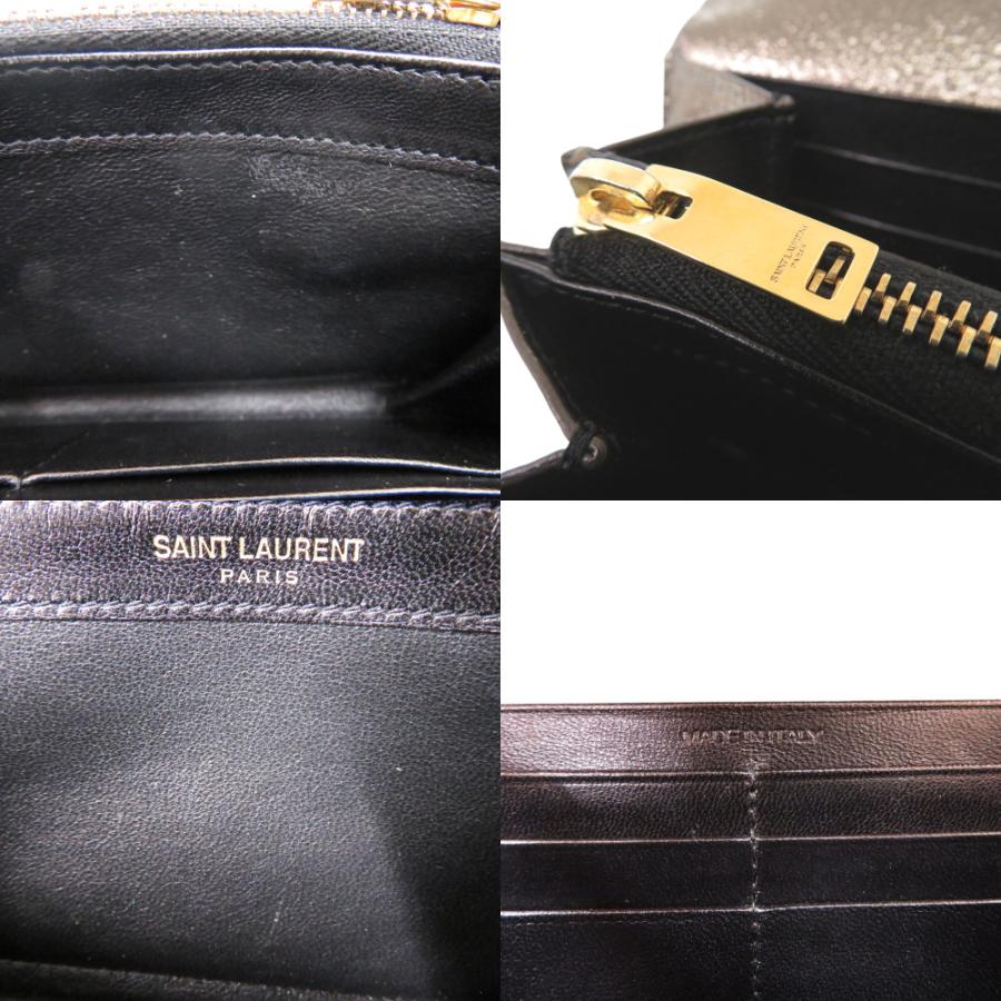 美品 サンローランパリ ロゴ メタリック GBL372266 0716 長財布 レザー