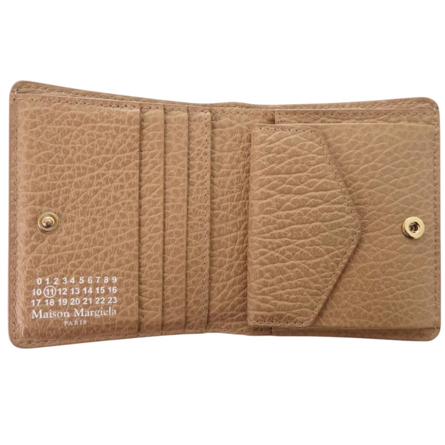 美品 メゾン マルジェラ 4ステッチ 二つ折り財布 レザー ベージュ 0494