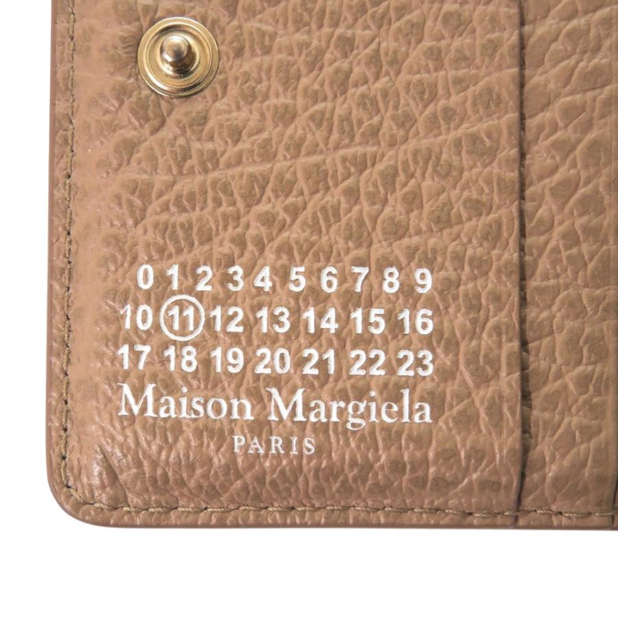 美品 メゾン マルジェラ 4ステッチ 二つ折り財布 レザー ベージュ 0494