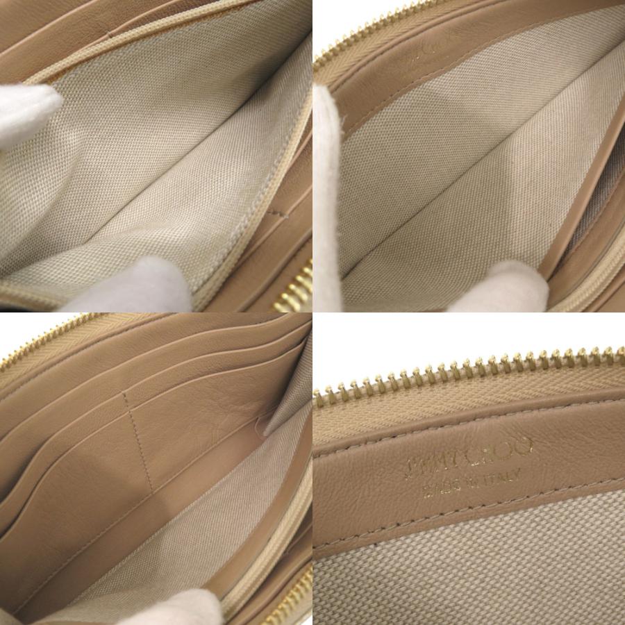 美品 ジミーチュウ スタースタッズ レザー シャンパンゴールド 長財布