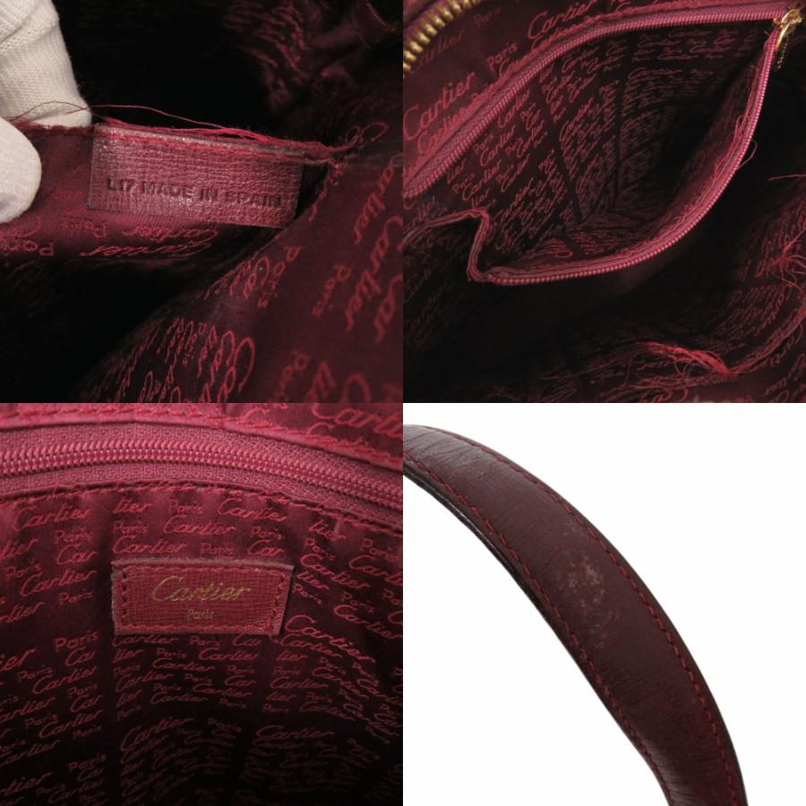 Cartier（カルティエ） マストライン レザー ボルドー ハンドバッグ 赤