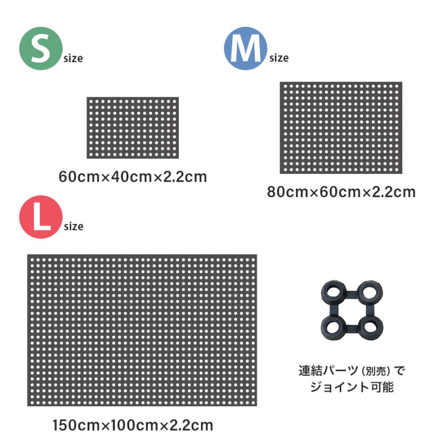 有孔ゴムマット 1500mm×1000mm×22mm（L） ジョイントできる 穴あき