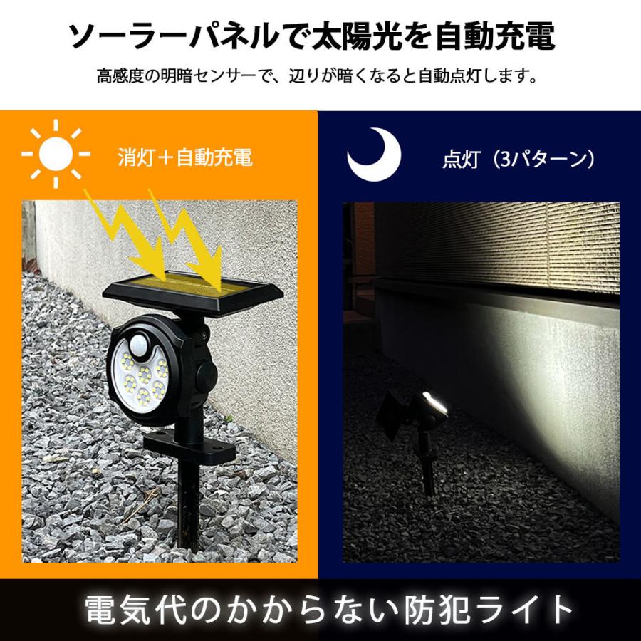 人感センサーライト 屋外 LED 防犯ライト ソーラーライト 防水 自動
