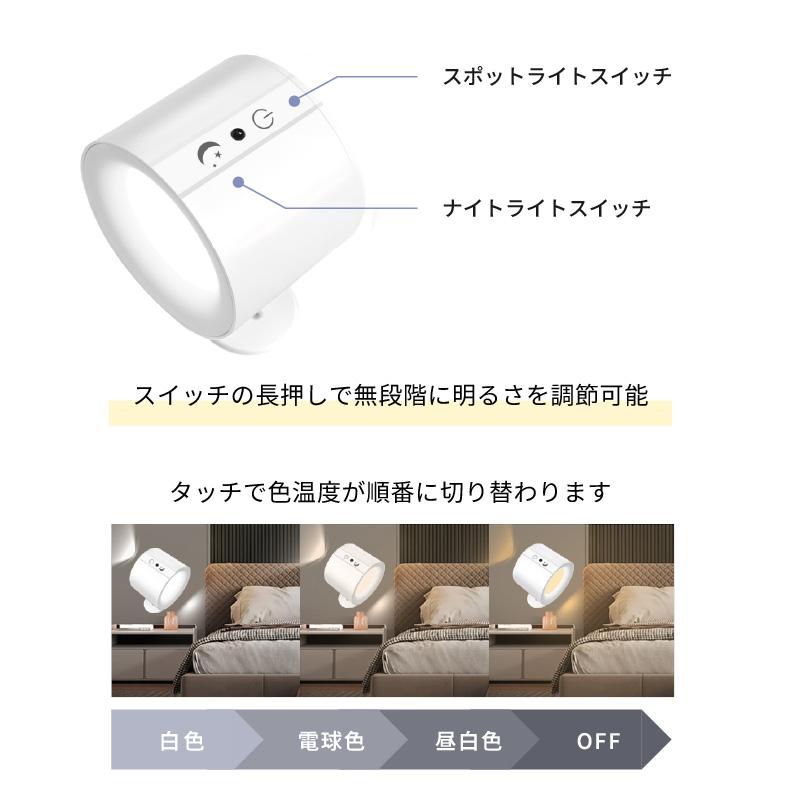 ウォールライト 2個セット スポットライト 工事不要 タッチ式