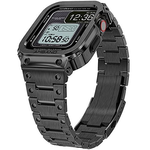 ブラック 44mm コンパチブル for Apple Watch バンド ステンレス 