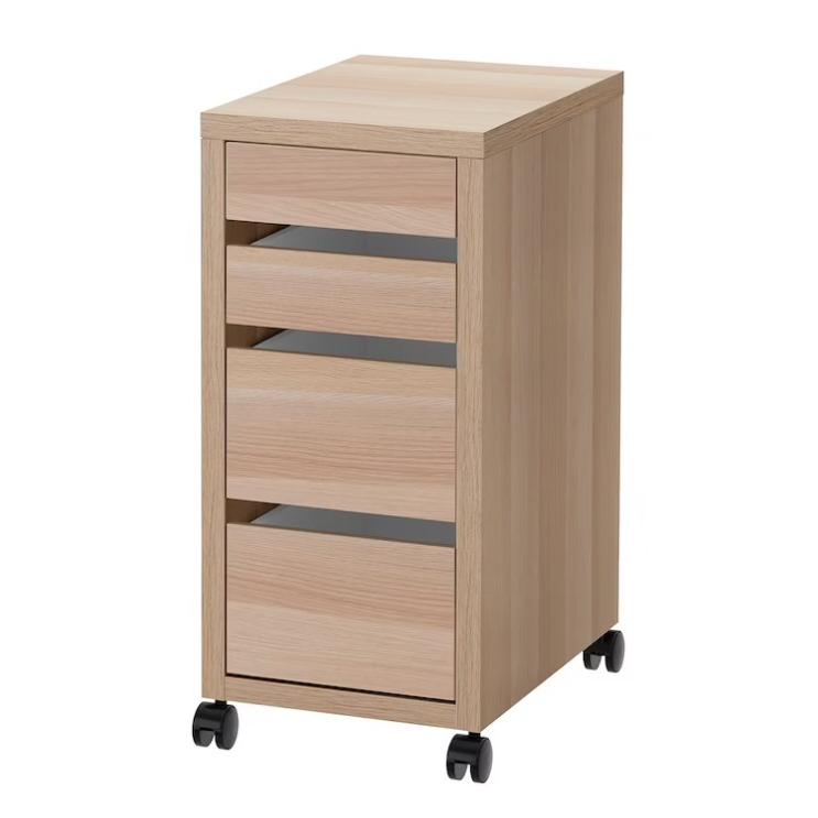IKEA イケア MICKE ミッケ 引き出しユニット キャスター付き, ホワイトステインオーク調 サイズ 35x75 cm
