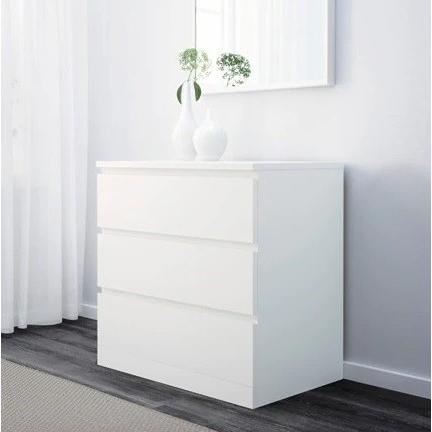 IKEA イケア 送料750円 MALM マルム チェスト（引き出し×3）, ホワイト