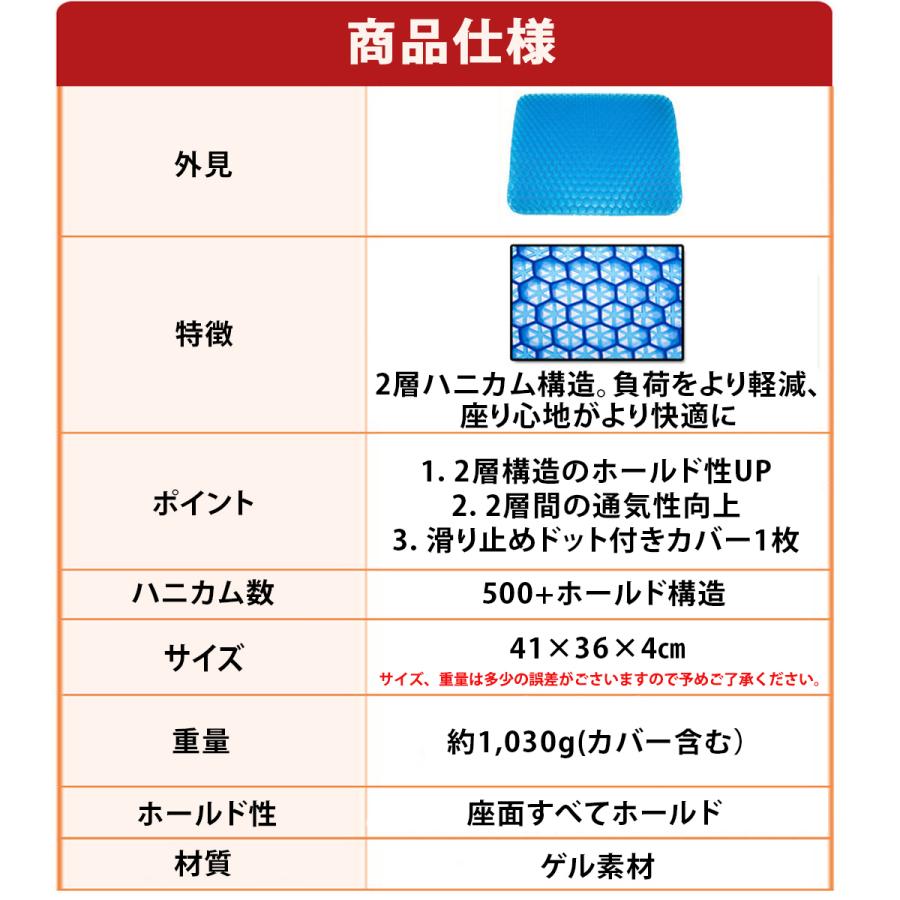 21年激安 ゲルクッション ジェルクッション クッション 腰痛 二層ハニカム 体圧分散 衝撃吸収 オフィス テレワーク ドライブ 卵が割れない Wantannas Go Id