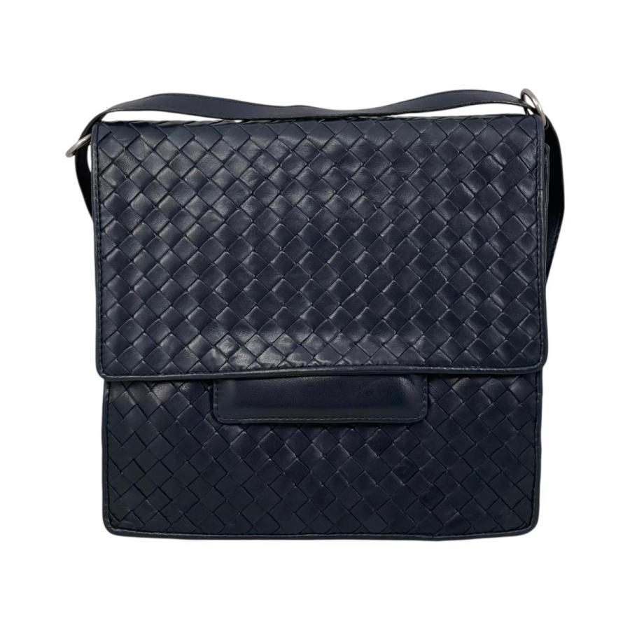 BOTTEGA VENETA サンショルダーバッグ イントレチャート×フラワー刺繍 ブルー　IKZ-448 スモール イントレチャート カメラバッグ のために メンズ で ブルー