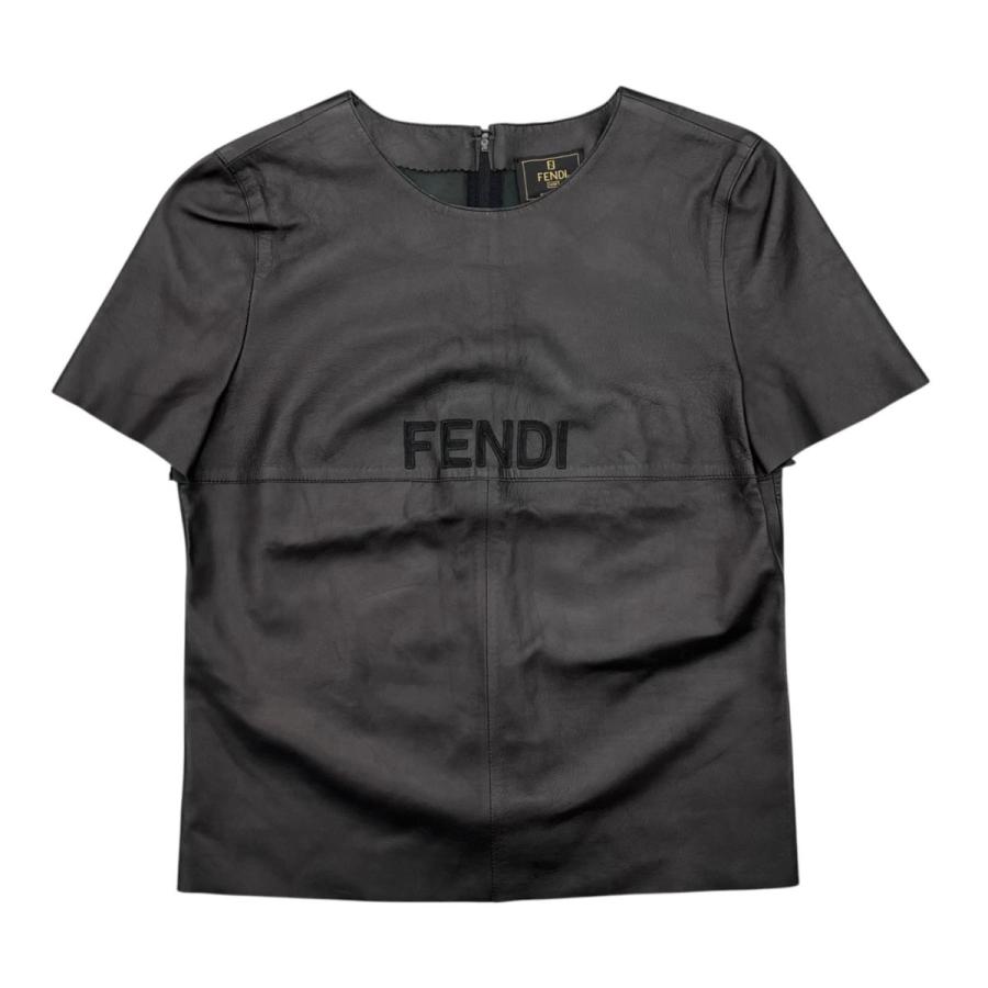 FENDI（フェンディ） 半袖Tシャツ ロゴ 42サイズ レザー ブラック