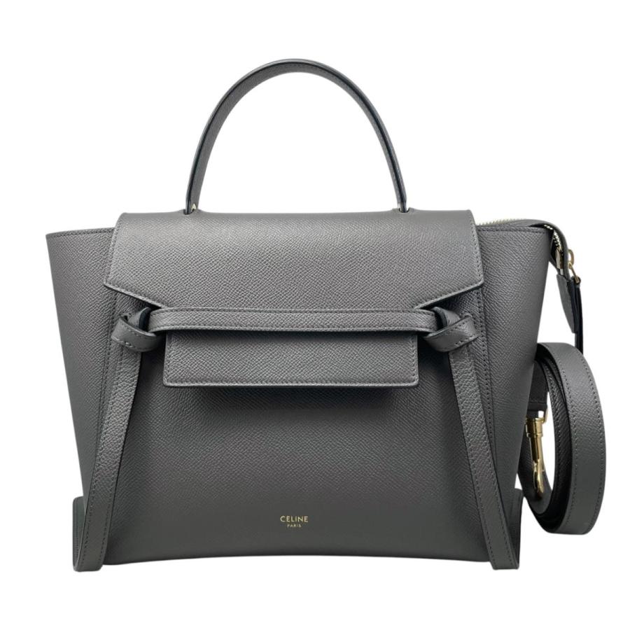 CELINE ブラック ロゴハンドバッグ CELINE（セリーヌ） ハンドバッグ ショルダーバッグ マイクロ ベルト