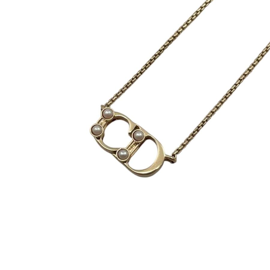 極美品✨Dior ディオール CD ネックレス パール ゴールド系　ドロップ Christian Dior（クリスチャン・ディオール） ネックレス CDロゴ