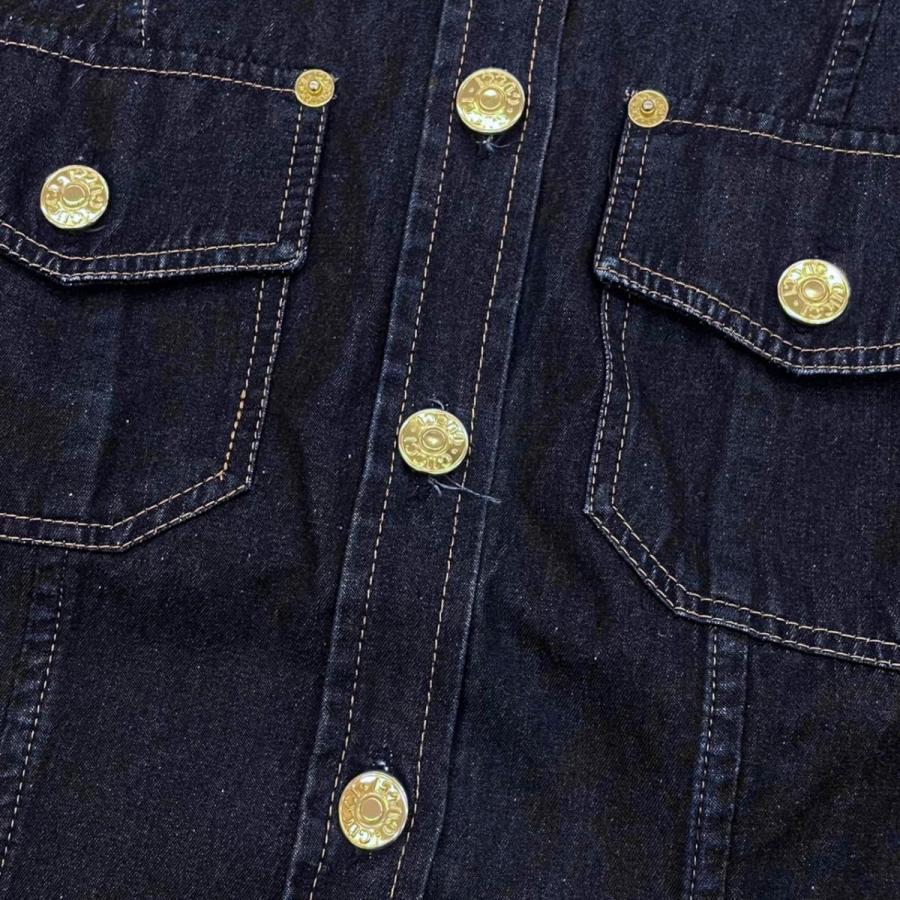 美品　グッチ デニムジャケット ブラック　コットン100%　サイズ42 GUCCI（グッチ） ジャケット デニム ブラウス 42サイズ コットン ロゴ
