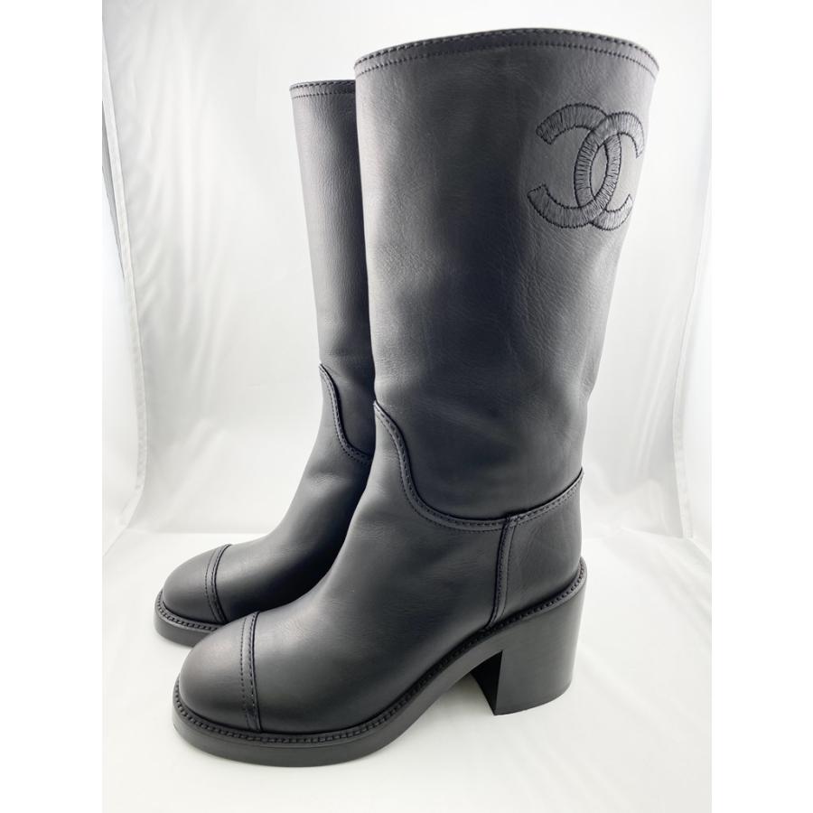 CHANEL シャネル ココマーク ロングブーツ ブラック G39614 37 CHANEL シャネル ココマーク ロングブーツ ブラック G39614 37