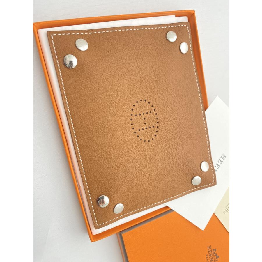 【新品！箱付】エルメス ヴィドポッシュミニ 小物入れ トレイ ブラウン オレンジ HERMES エルメス ヴィド・ポッシュ レザー 正方形 小物入れ